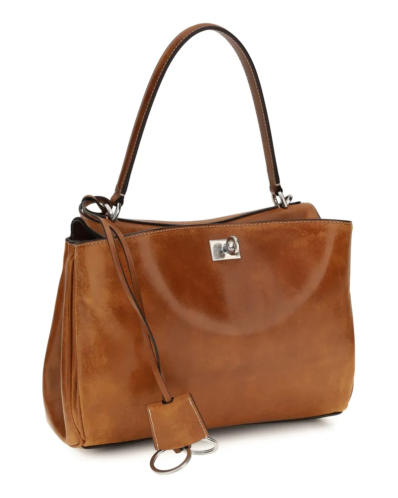 Balenciaga Women's Handbag Rodeo Tan Lambskin Cowboy Leather Handbags Hand Bags Tan