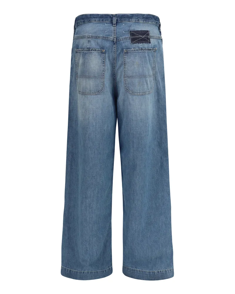 Maison Margiela Patchwork Wide-Leg Jeans — Blue Blue