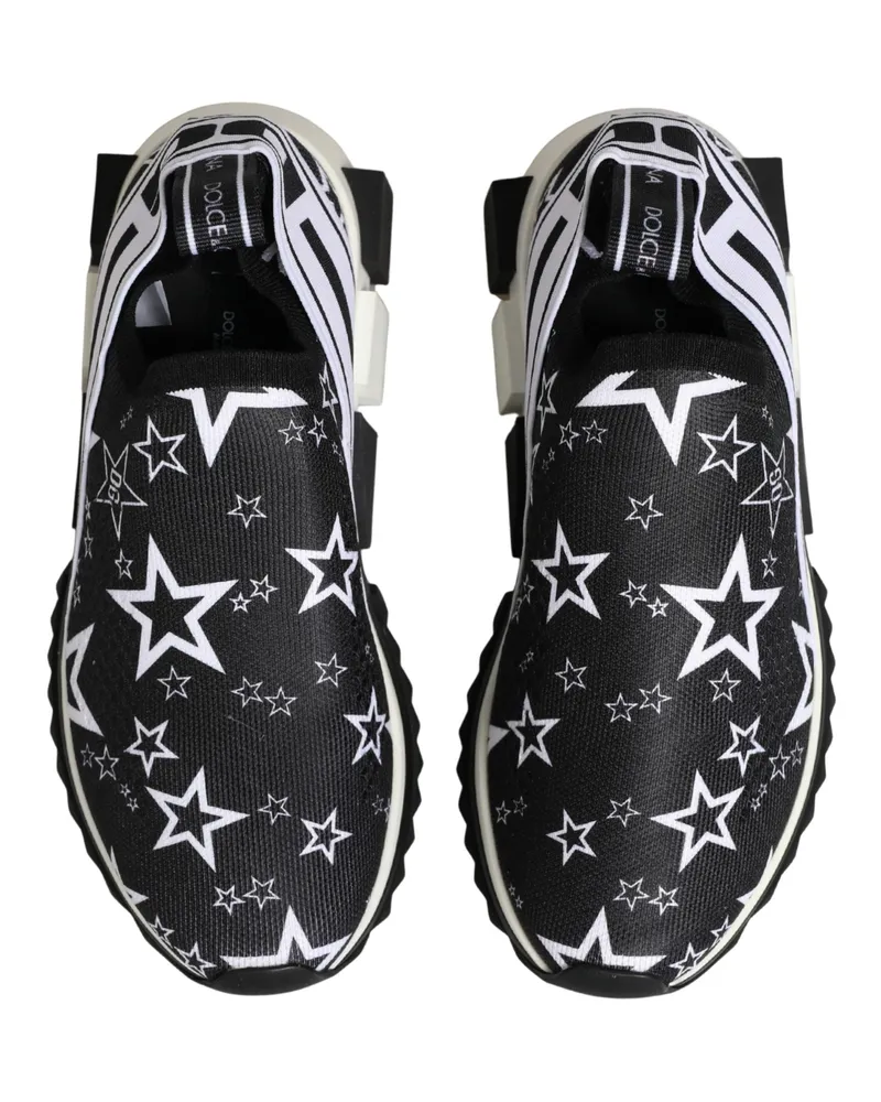 Dolce & Gabbana Women's Black Stars Logo Sorrento Sneakers Shoes Black
