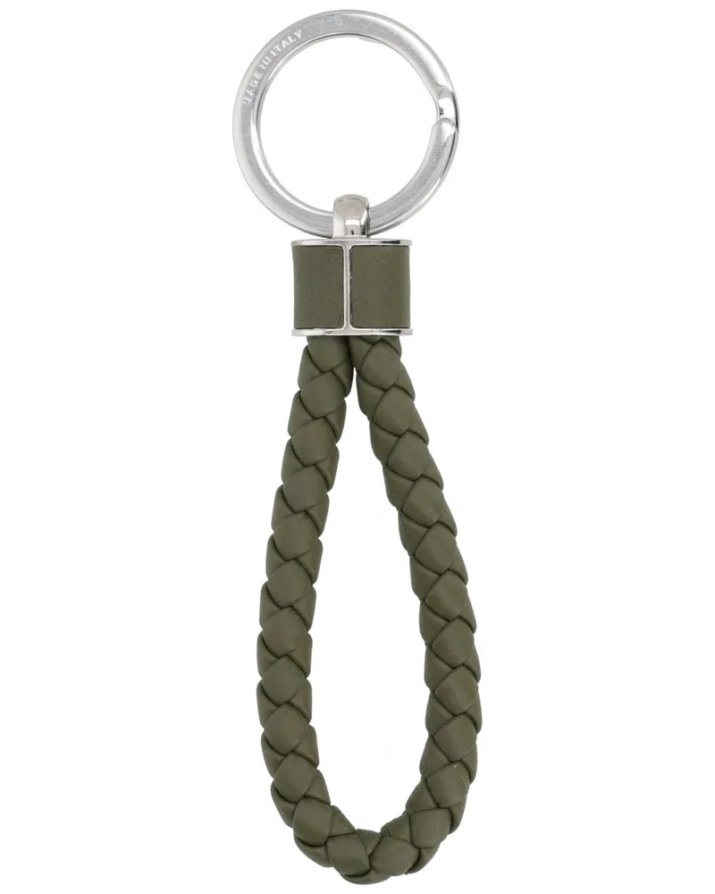 Bottega Veneta Intrecciato Weave Leather Key Case — Green Green