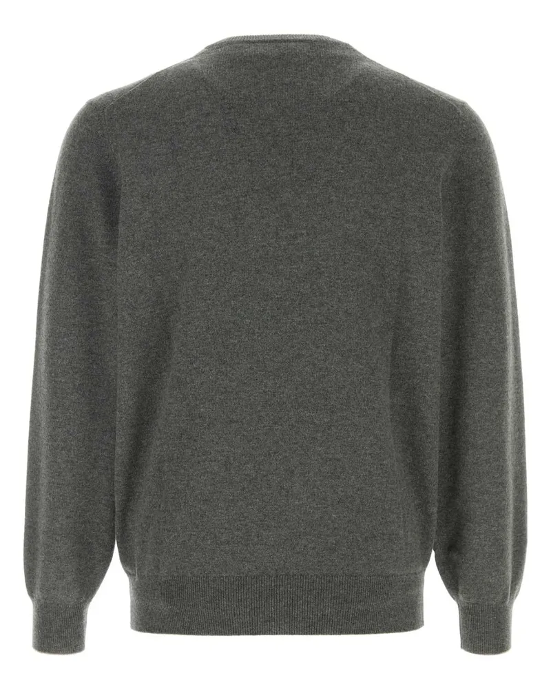 Brunello Cucinelli Men's Grey Cashmere Sweater Bosco+grigio Exterior: Maglieria Gray