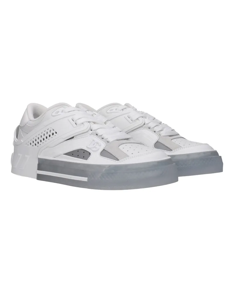 Dolce & Gabbana Men's White Leather Low Top Sneakers White