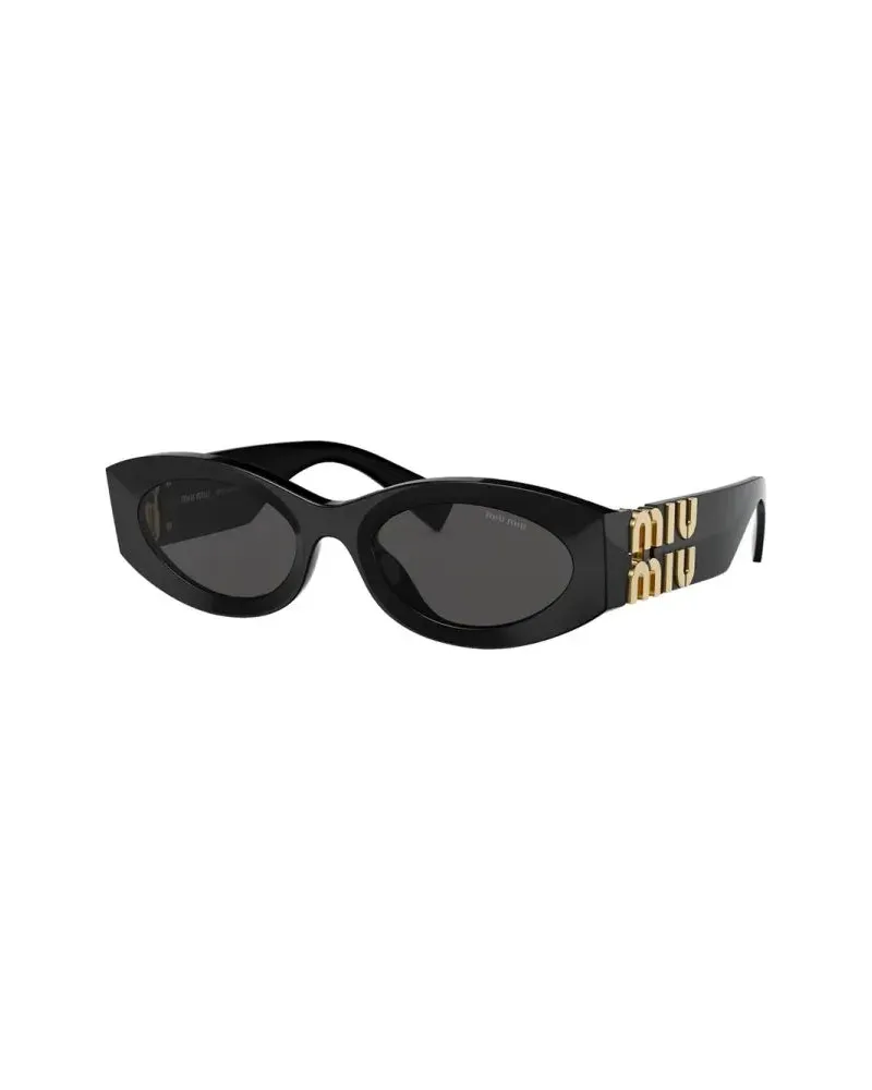 Miu Miu SMU11WC054E1AB Oval Sunglasses — Black Black