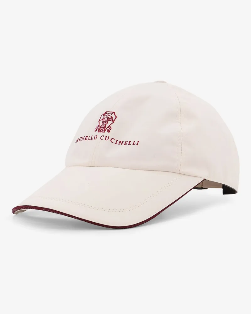 Brunello Cucinelli Men's Nylon Hat With Embroidered Logo White Polyester White