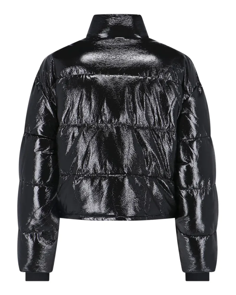 Courrèges Women Quilted Patent-Finish Down Jacket Black Viscose Polyurethane Elastane Black