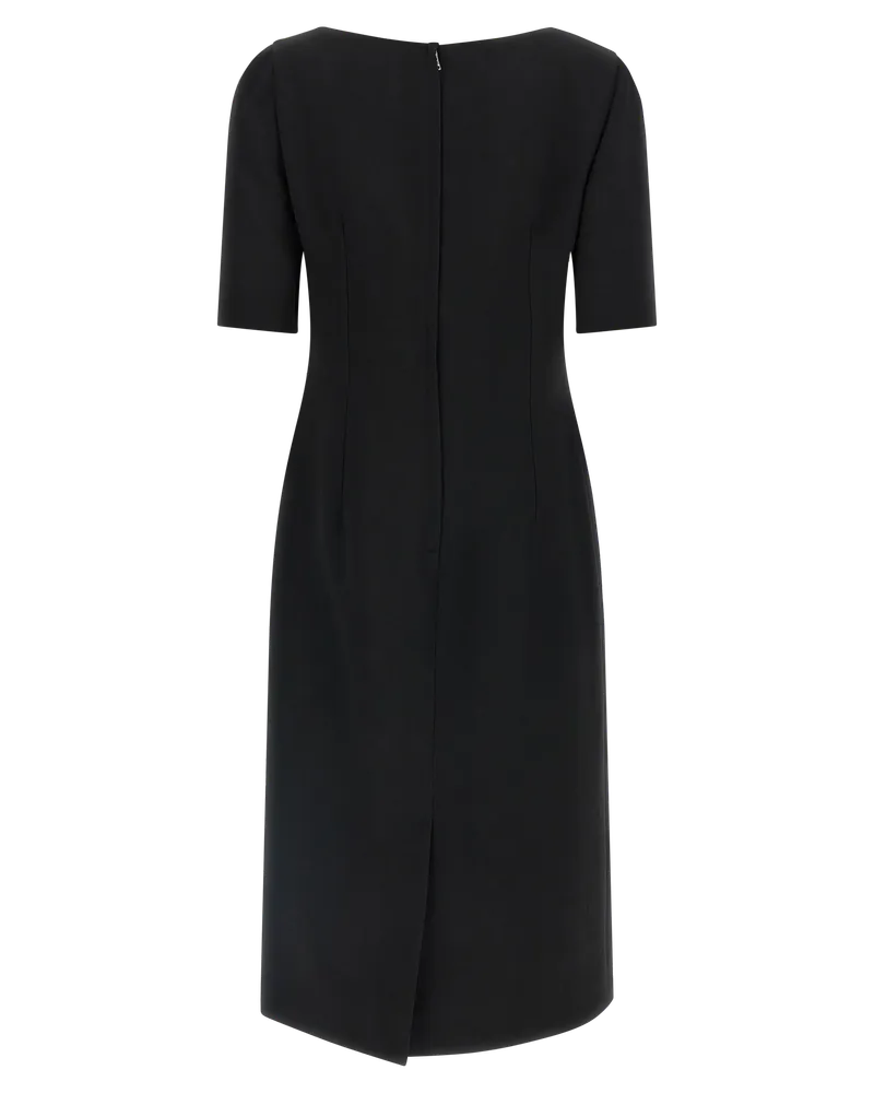 Dolce & Gabbana Double Crêpe Virgin Wool Midi Dress — Black Black