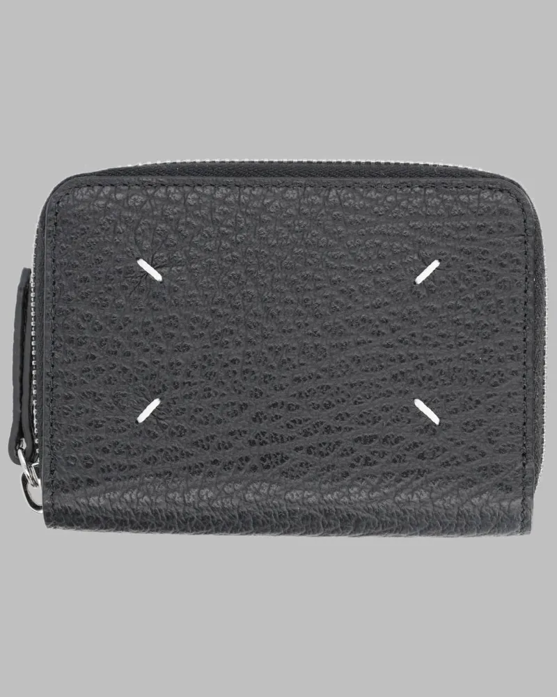 Maison Margiela Unisex Leather Coin Purse With Key Ring Black Wallets & Purses Black