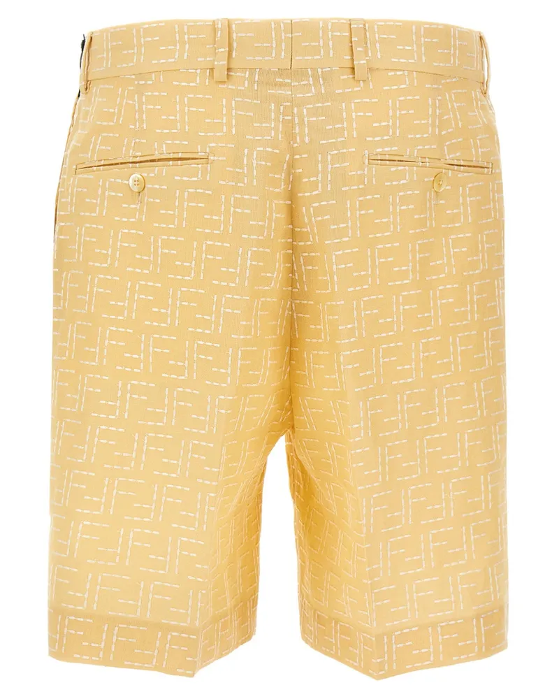 Fendi FF Jacquard Linen Bermuda Shorts — Gold Gold