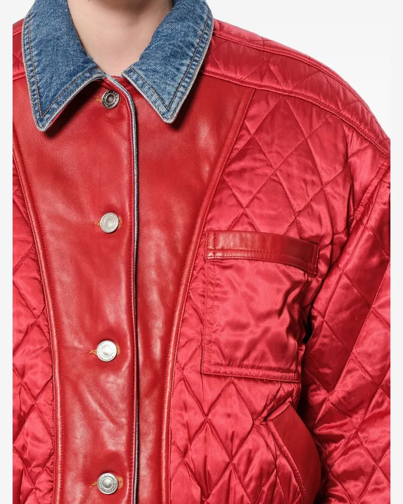 Isabel Marant Diamond-Quilted Satin Jacket — Red Red
