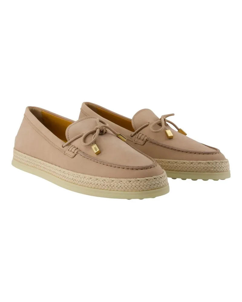 TOD'S Women's Loafers - Tods Leather Pink Calfskin Shoes Flat-Shoes Beige
