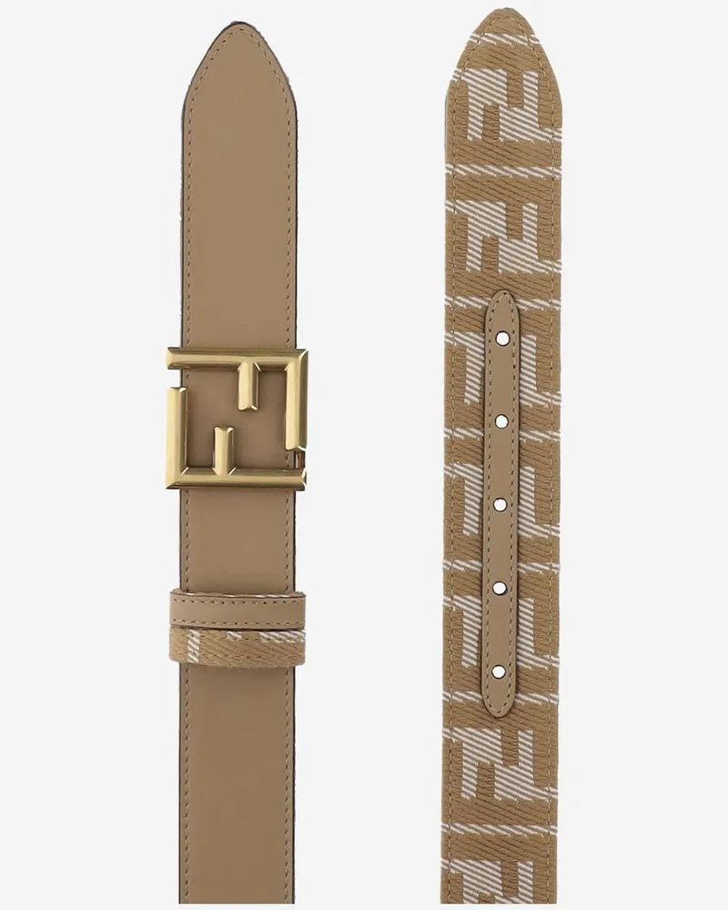 Fendi Women's Reversible Belt Beige Calfskin Leather Beige
