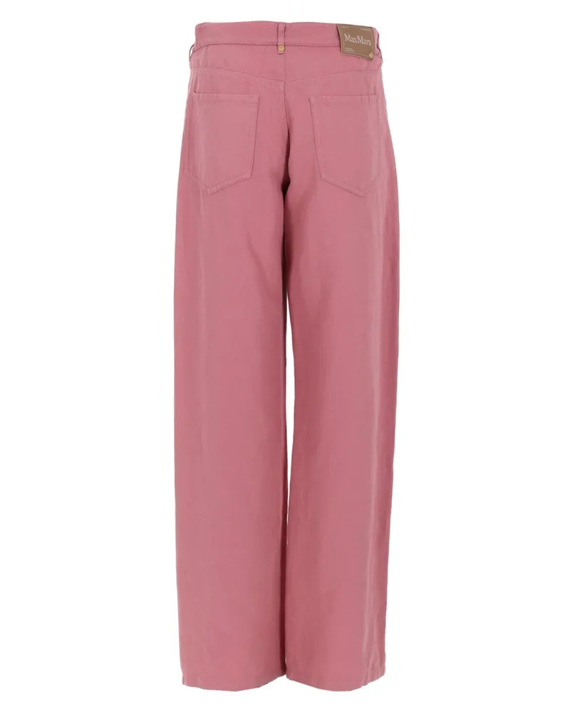 Max Mara Five-Pocket Cotton-Linen Trousers — Pink Pink