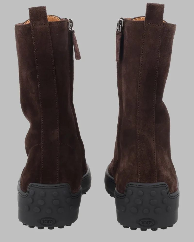 TOD'S Women's Ankle Boots Winter Gommino Brown Leather Calfskin Brown