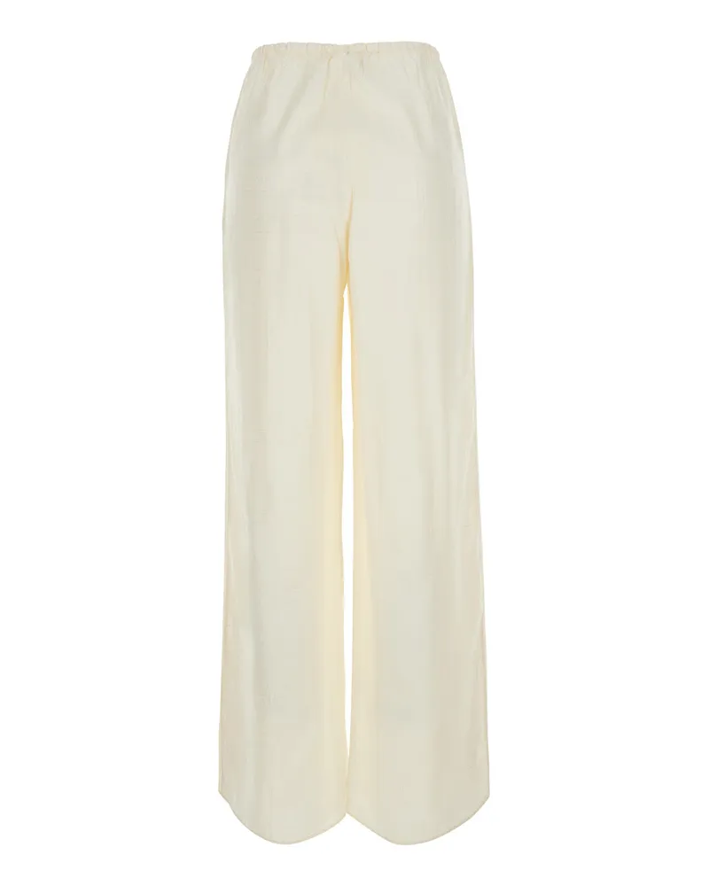 Totême Women's Pants Monogram Silk Pj Bottoms White Trousers White