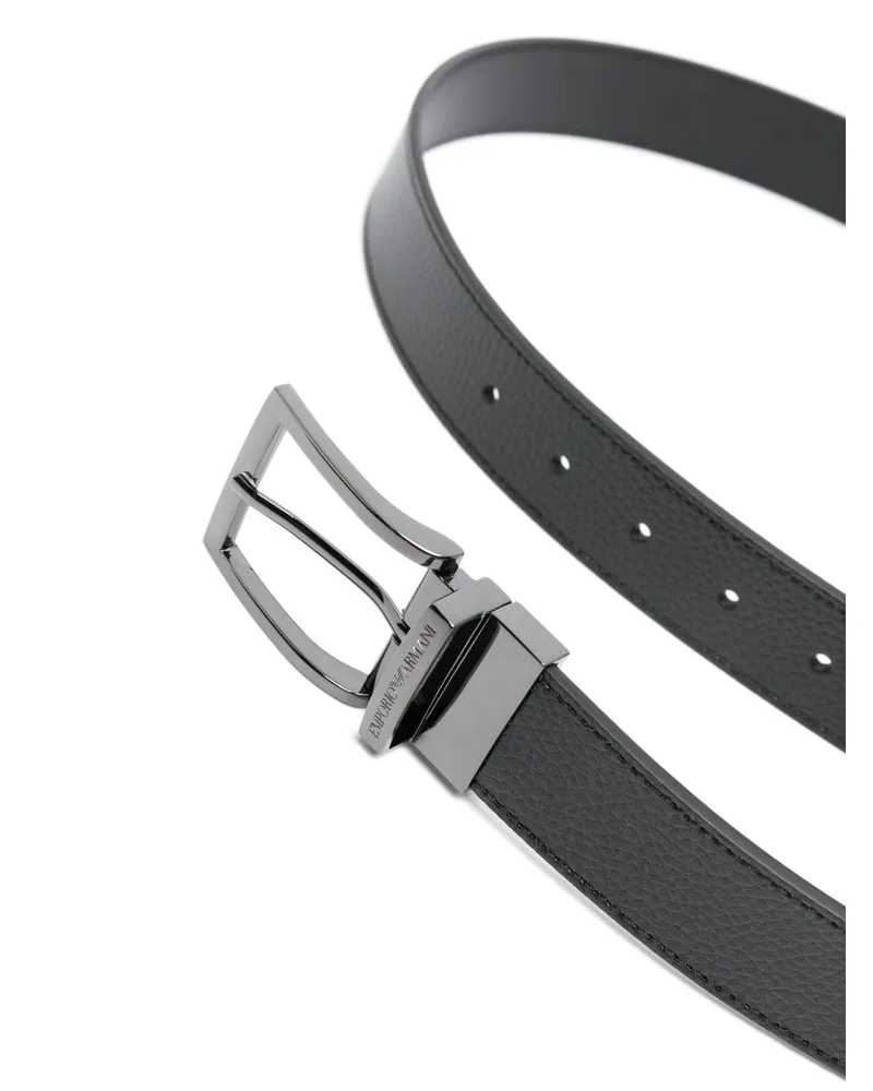 Emporio Armani Two-Tone Leather Belt — Black Black