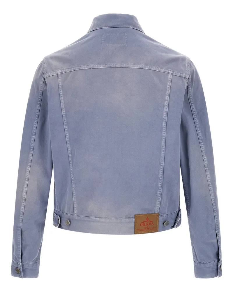 Prada Washed Cotton Denim Jacket — Blue Blue