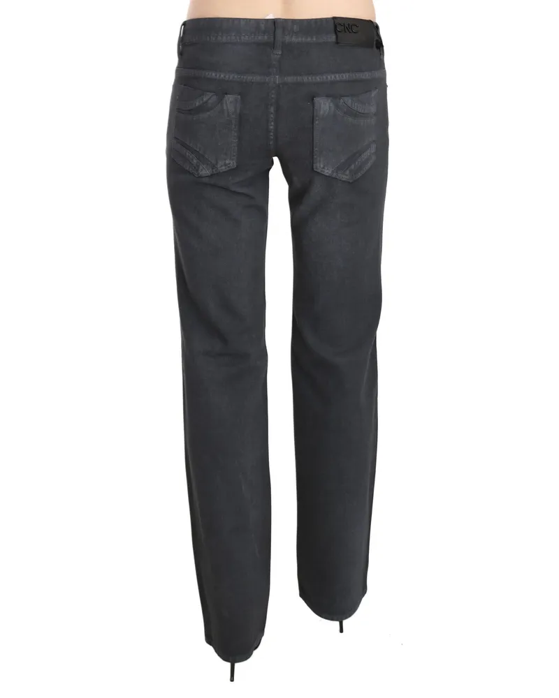 CoSTUME NATIONAL Women's Gray Low Waist Straight Denim Pants Jeans Grey Cotton Gray