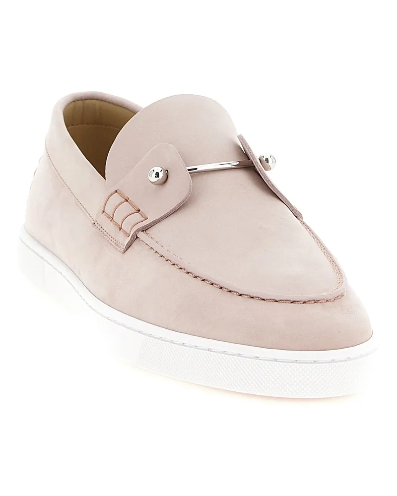 Christian Louboutin Women's Multicolor Calfskin Slip-On Loafers Pink