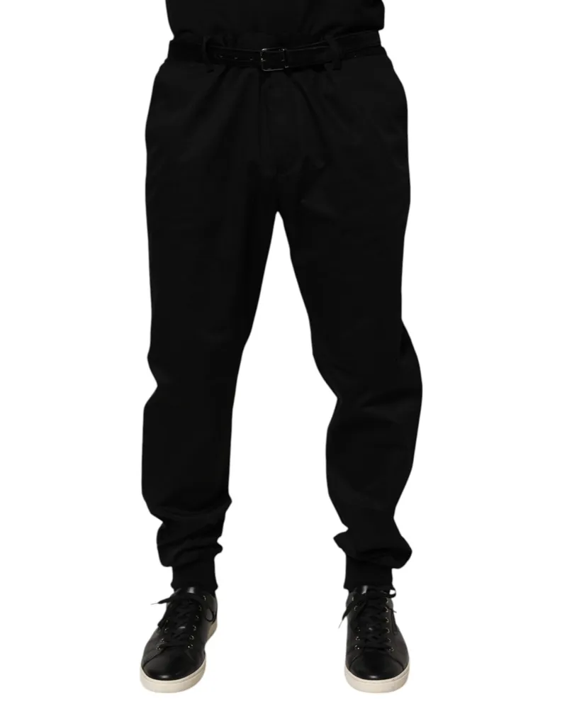 Dolce & Gabbana Cotton Stretch Casual Trousers — Black Black