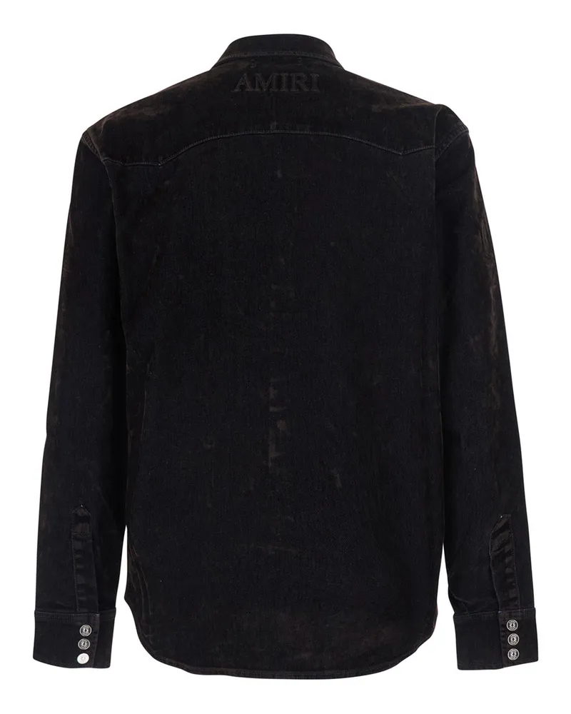 Amiri Patchwork Denim Shirt — Black Black