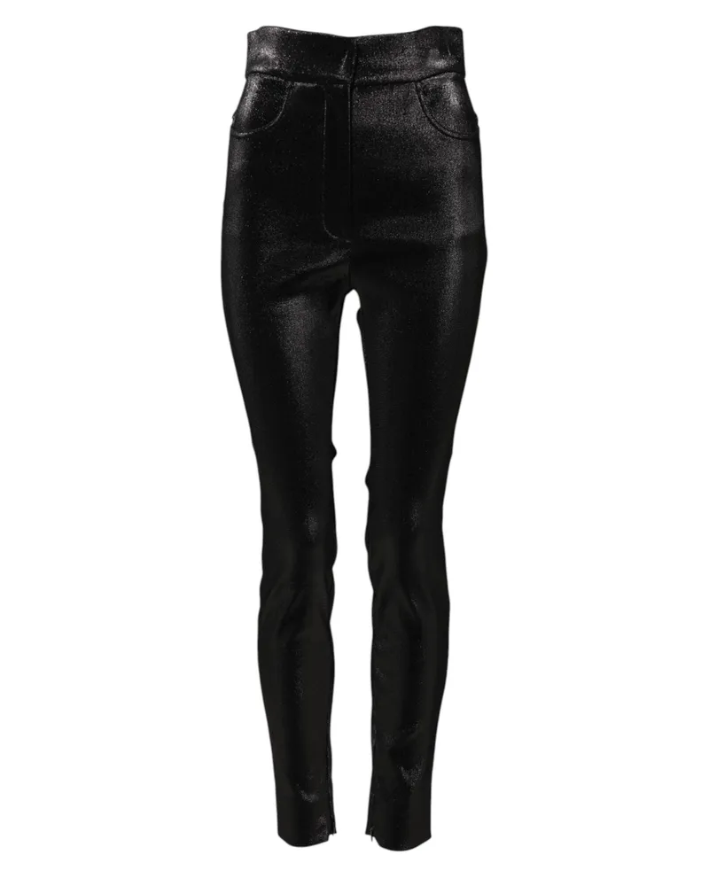 Dolce & Gabbana Women Black Cotton Stretch Lurex Thread Skinny Pants Black