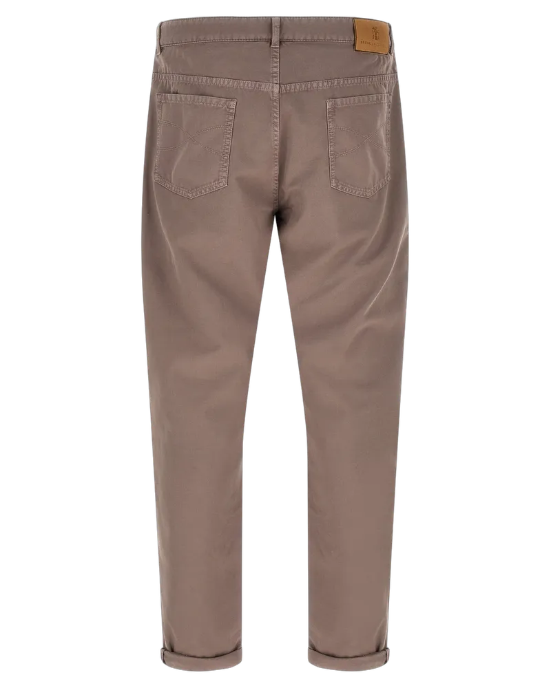 Brunello Cucinelli Men's Brown Cotton Casual Pants Brown