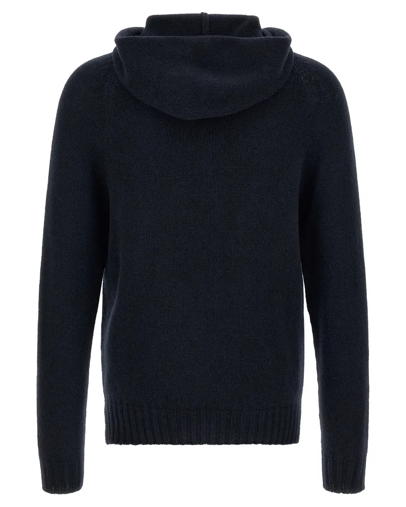 MA'RY'YA Cashmere-Wool Blend Hoodie — Navy Navy
