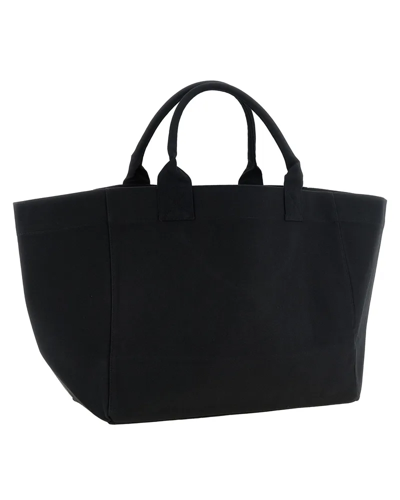 Ganni XXL Shopping Canvas Tote Bag — Black Black