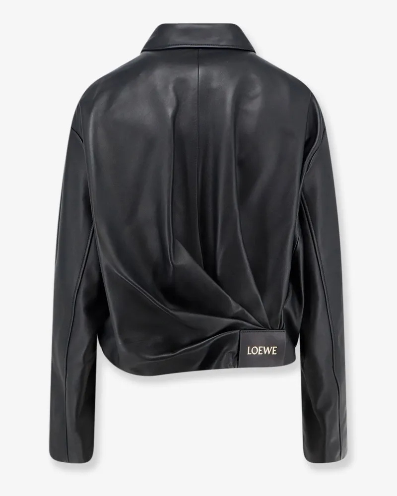 Loewe Women's Cropped Leather Jacket Black 