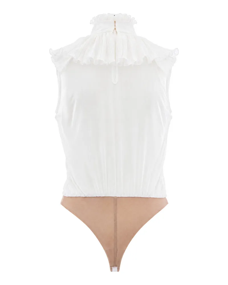 Elisabetta Franchi Georgette Lace Bodysuit — White White