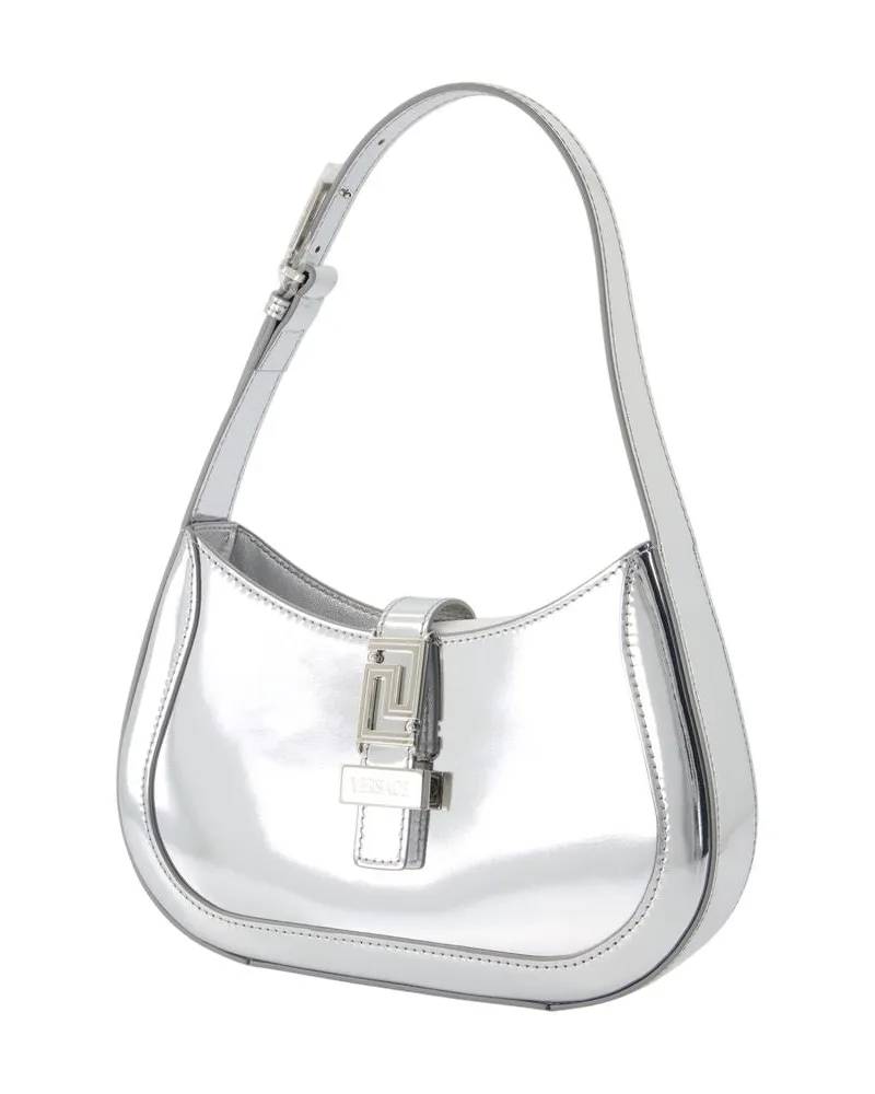 Versace Women's Small Shoulder Bag -  Leather Silver Calfskin Shoulder-Hobo-Bags Silver