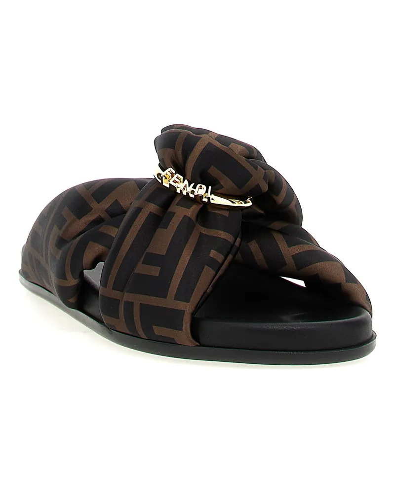Fendi Women's Brown Polyester Slides Shoe Brown