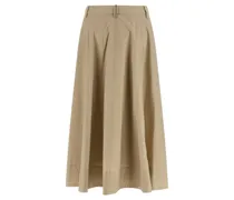 Women's Beige Cotton Midi Skirt