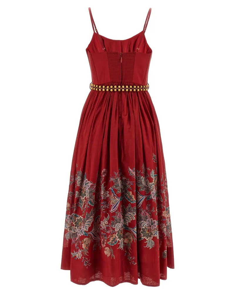 Zimmermann Women's Multicolor Cotton Midi Dress Red