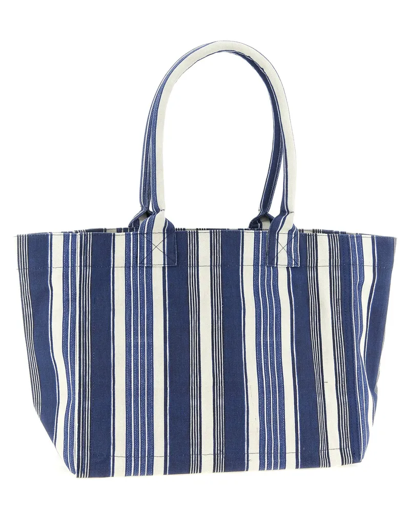 Isabel Marant Women's Striped Cotton Canvas Tote Blue Blue