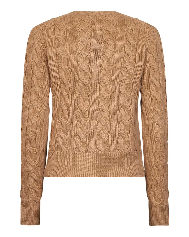 Ralph Lauren Women Cardigan Cable Knit Camel Wool-Cashmere Cardigans Sweater Camel