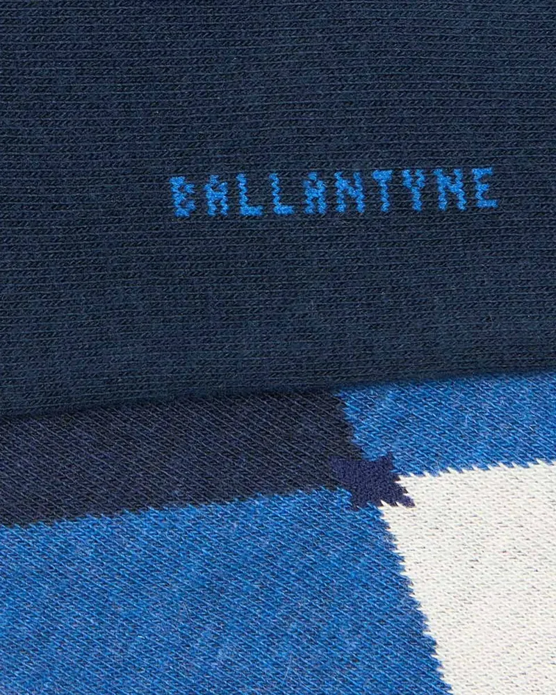 Ballantyne Diamond-Patterned Cotton Socks — Navy Navy