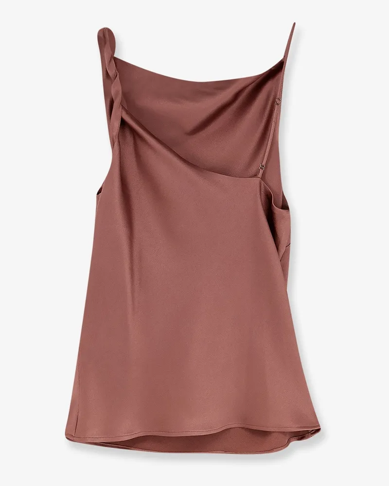 ALYSI Women's Top Satin Brown Acetate T-Shirts & Jerseys Brown