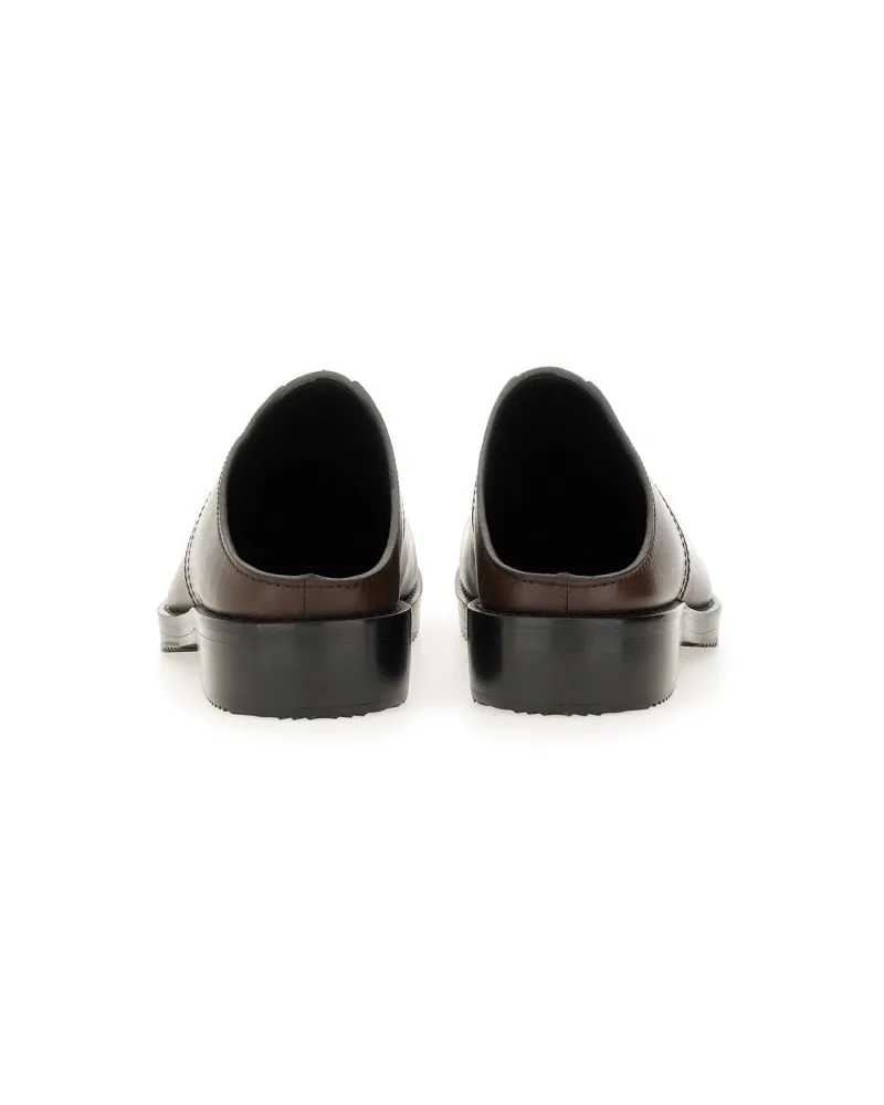 Dries van Noten Calf Leather Clogs — Brown Brown