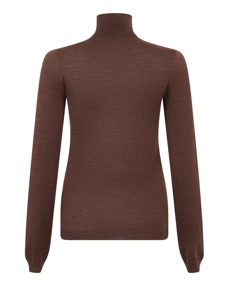 Maison Margiela Women's Turtleneck Sweater Dark Brown Virgin Wool Brown