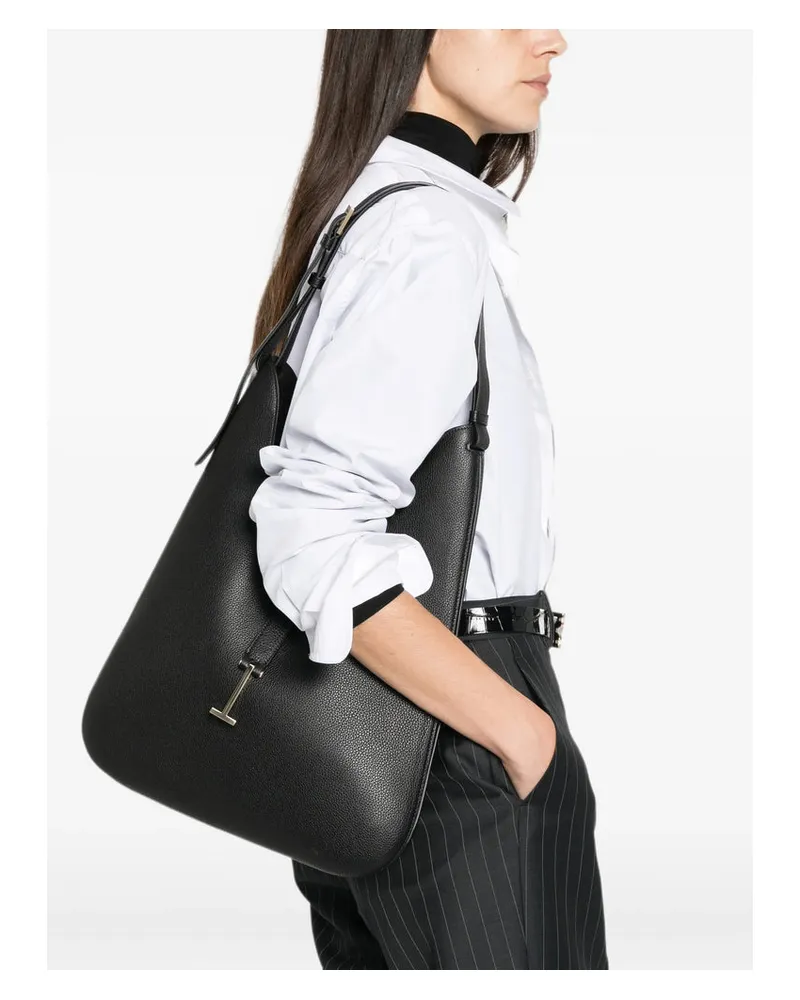 Tom Ford Grained Leather Shoulder Bag — Black Black