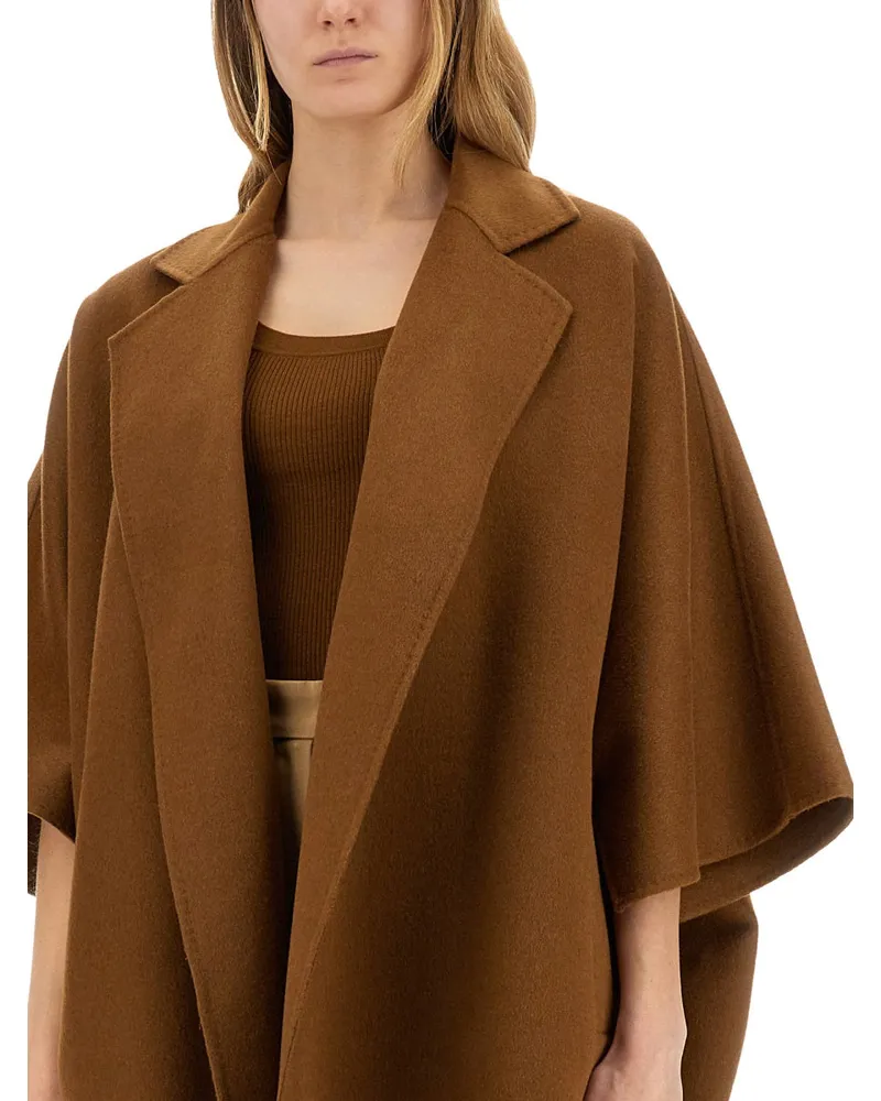Max Mara Camel Wool Cape Coat — Beige Beige
