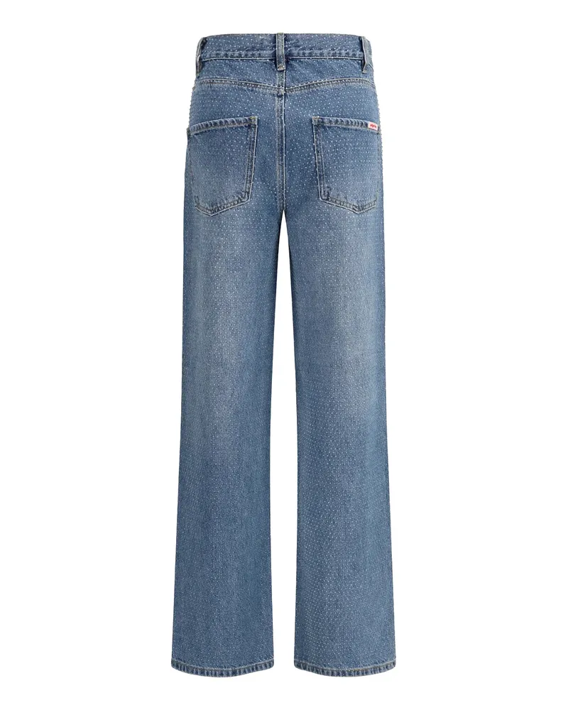 Self-Portrait Women's Jeans Straight With Strass, Blue Blue