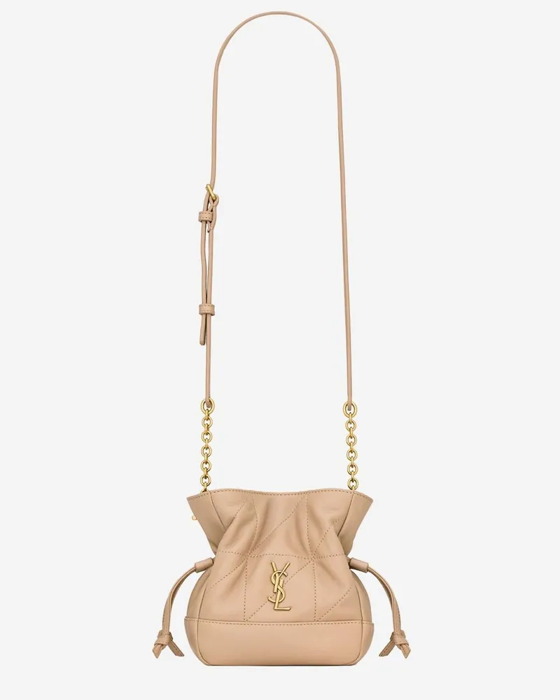Saint Laurent Women's Leather Clutch Beige Shoulder Bags Beige