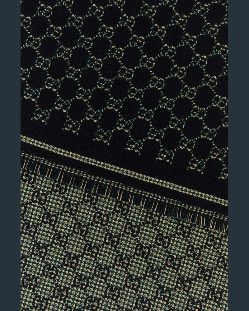 Gucci Men's Gg Jacquard Scarf Blackdarkgreen Exterior: Wool Sciarpe E Foulard Scarfs Black