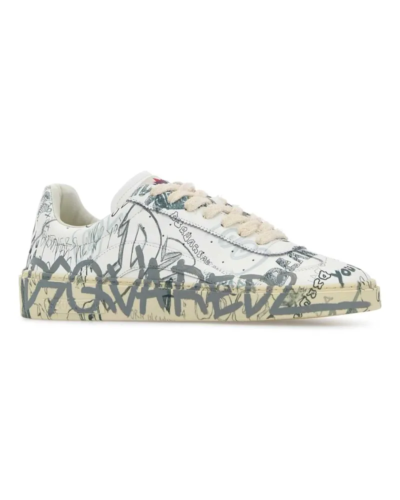 Dsquared2 Men's Printed Leather Rider Sneakers Whiteblack White