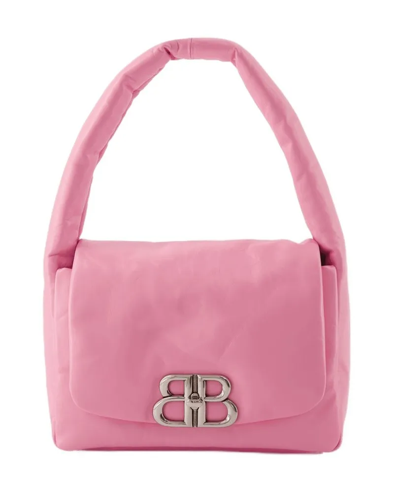 Balenciaga Women's Monaco Sling S Shoulder Bag -  Leather Pink Calfskin Shoulder-Hobo-Bags Pink