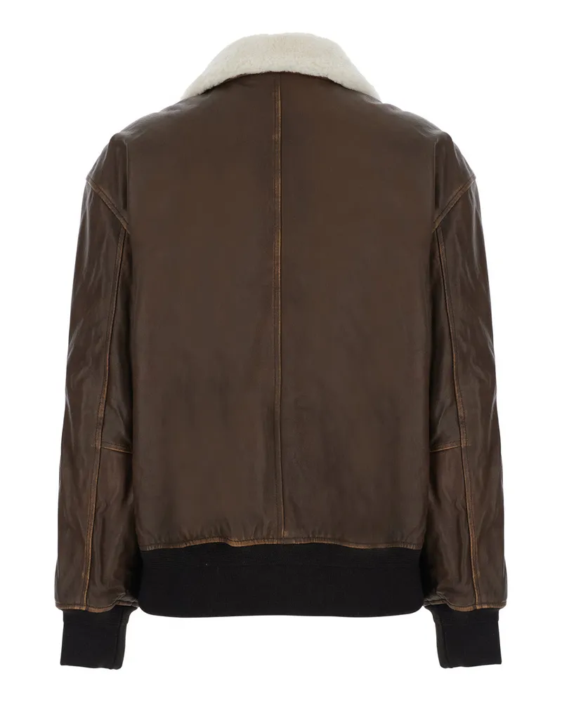 Dunst Lamb Leather A-2 Blouson Jacket — Brown Brown