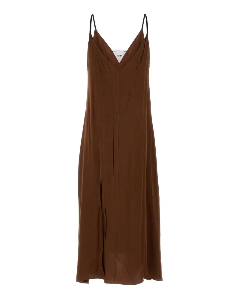 Prada Pleated Satin Dress — Brown Brown
