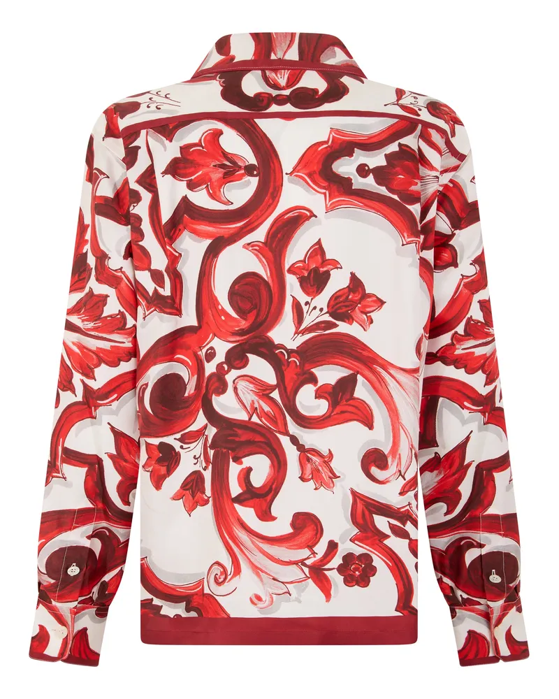 Dolce & Gabbana Men's Long-Sleeve Shirt Red Silk Red